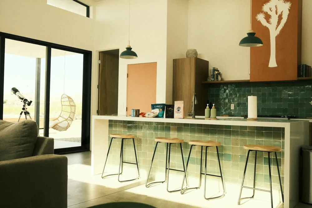 A warm open-plan kitchen and living space